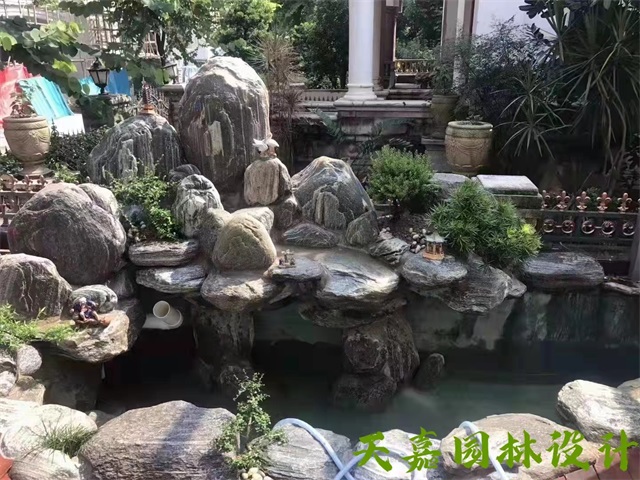 芦淞假山流水喷泉鱼池制作